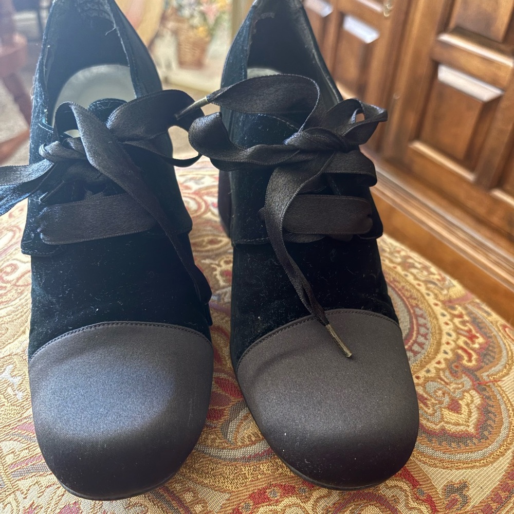 Unlisted Black Satin and Velvet Heels